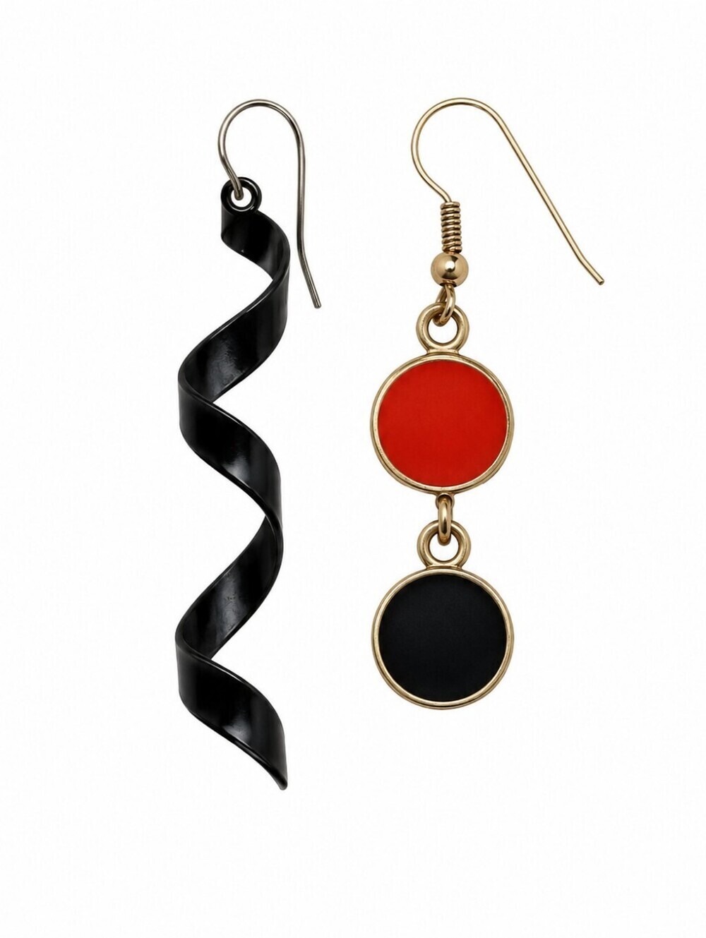 3/$30 VTG Mismatched Atomic Spiral Circle Dangle Earrings